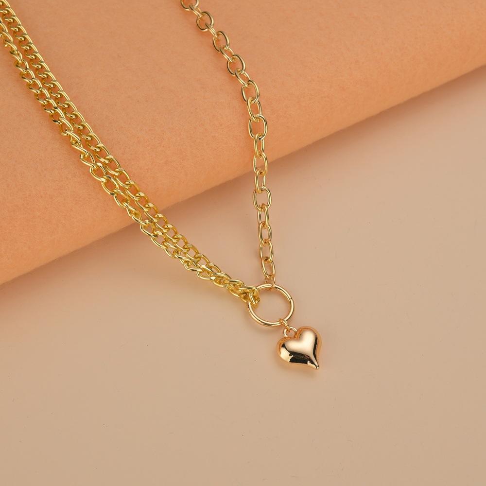 Fashion Asymmetric Chain Necklace Simple Pendant Peach Heart Necklace Accessories