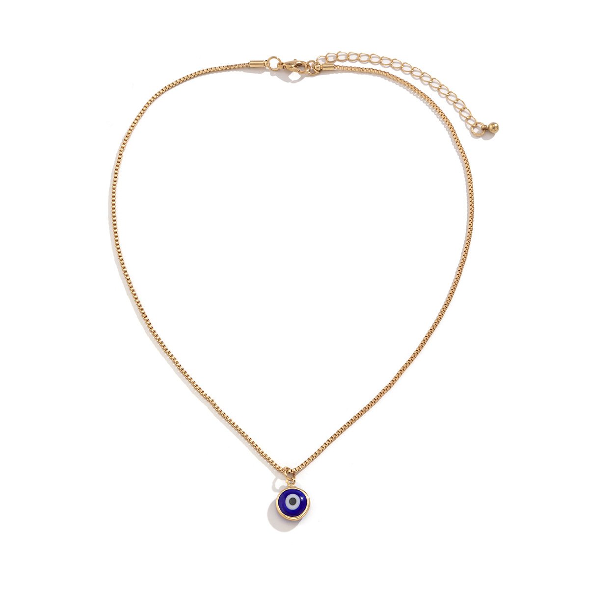 Jewelry Versatile Eye Pendant Metal Necklace Simple Geometric Box Chain Single Layer Necklace Female