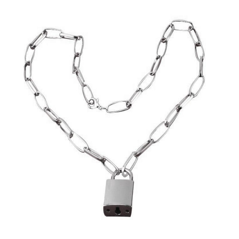 Jewelry Hip Hop Thick Chain Lock Necklace Couple Simple Key Lock Long Necklace