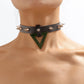 N1869 Retro Leather Rivet Dark Black Necklace Resin Triangle Exaggerated Retro Gothic Necklace