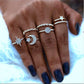 Accessories Bohemian Vintage Hexagram Knuckle Ring Set of 6 Rings Women Jewelry