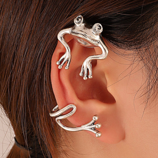 Fashion Metal Frog Holeless Ear Clip Ethnic Creative Retro Animal Ear Hanging Do Old Earrings Female