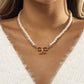 Jewelry Retro Simple Pearl Chain Necklace Versatile Personality Diamond Bow Knot Clavicle Necklace