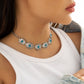 Jewelry Retro Flower Plate Micro-inlaid Turquoise Pendant Necklace Female Personality Punk Ethnic Alloy Necklace