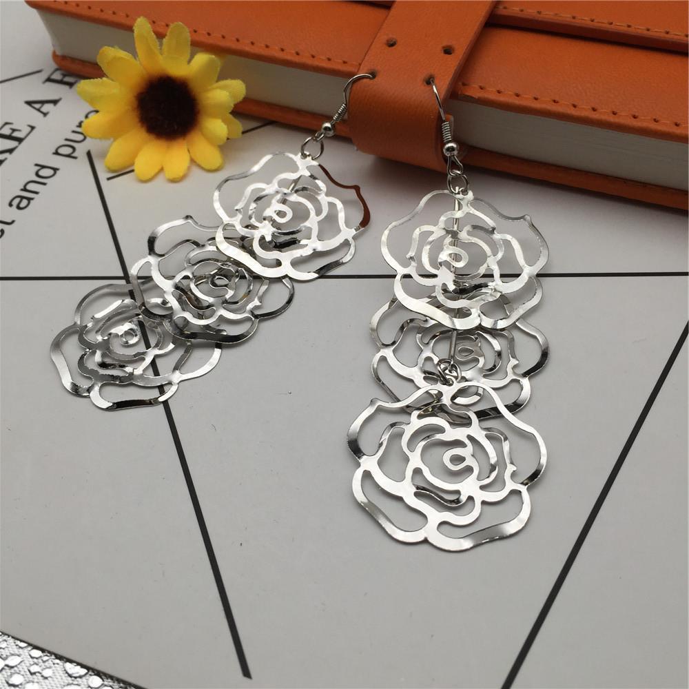 Hollow rose multi-layered earrings for women with versatile earrings