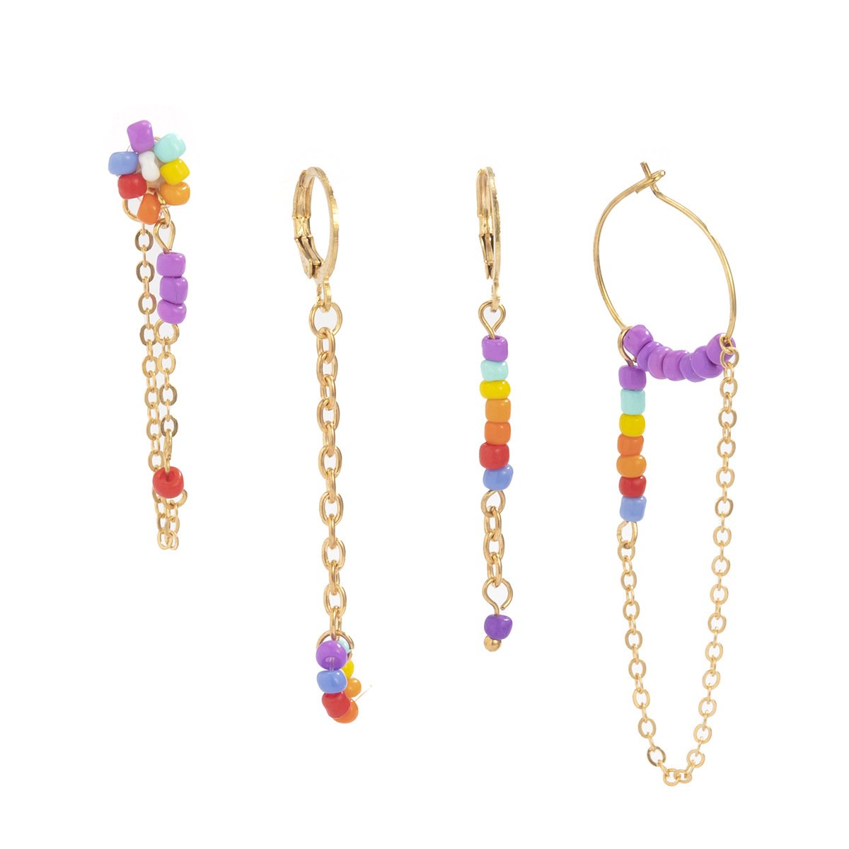 Bohemian daisy flower rice bead earrings female holiday hand-woven beaded earrings