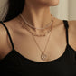 Necklace temperament fashion pearl compass pendant personality multi-layer clavicle chain accessories
