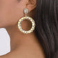 E1818 Retro Circle Exaggerated Earrings Rhinestone Temperament Hollow Earrings Simple Geometric Metal Earrings