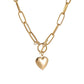 Jewelry simple metal heart-shaped photo box pendant personality exaggerated chain fashion OT buckle necklace