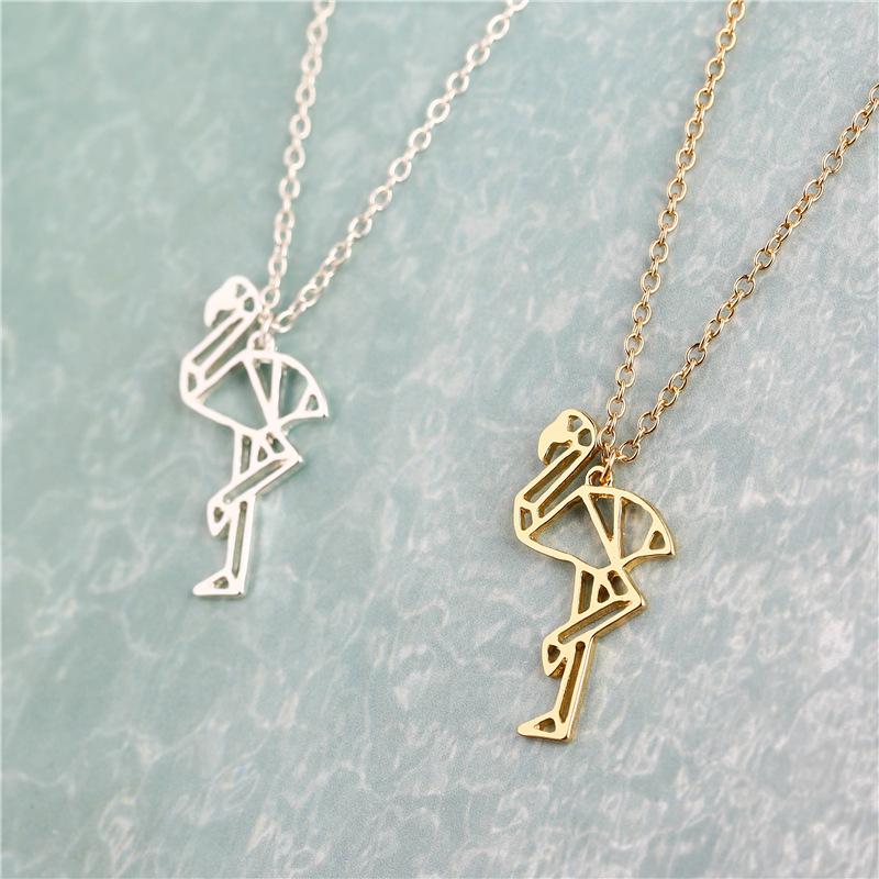Hollow Flamingo Pendant Necklace Female Personality Animal Red Crowned Crane Clavicle Chain Jewelry