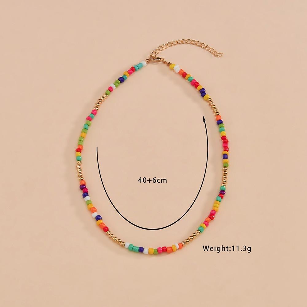 Bohemian Ethnic Rice Bead Necklace Fashion Clavicle Chain Necklace Jewelry