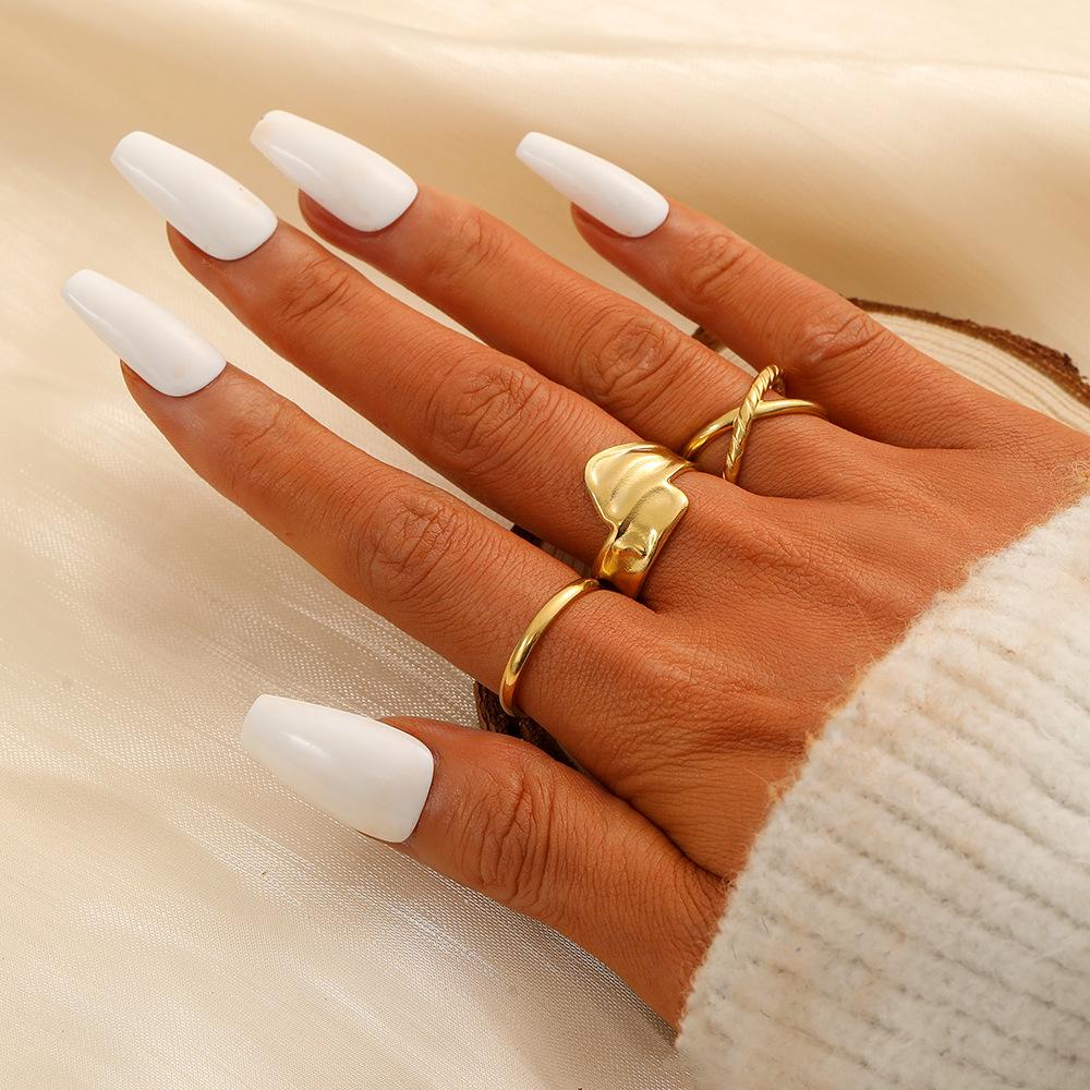 Stylish Simple Versatile Stainless Steel Open Cross Twist Irregular Set Ring