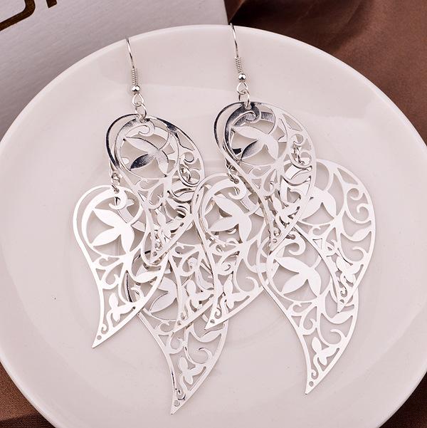 Hollow water drop leaf metal sheet earrings temperament ladies night party earrings