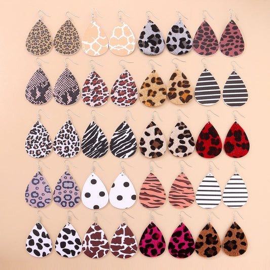 Jewelry Leopard Combination Leather Earrings Female Valentine's Day Fashion PU Earrings