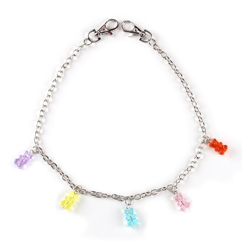 Jewelry bungee disco cool girl transparent jelly color five-color bear single-layer waist chain pants chain