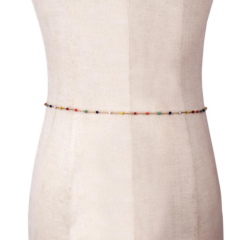 Bohemian color rice beads tassel waist chain female ins simple geometric round bead sexy body chain