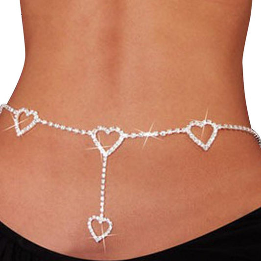 Rhinestone Heart Waist Chain Sexy Beach Bikini Heart Belt Women Body Chain Fashion Bridal Jewelry