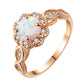 Fashion Women's Resin Opal Rose Gold Hollow Ring Rhinestone Ring Jewelry