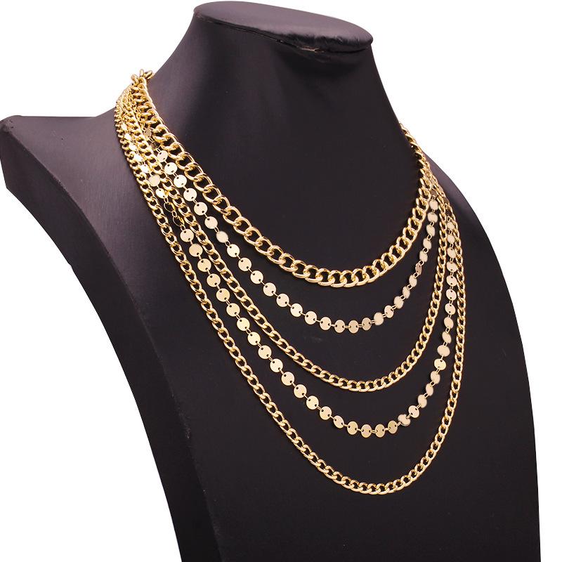 Jewelry Mix Thick and Thin Chain Geometric Retro Necklace Simple Personality Chain Multilayer Tassel Necklace