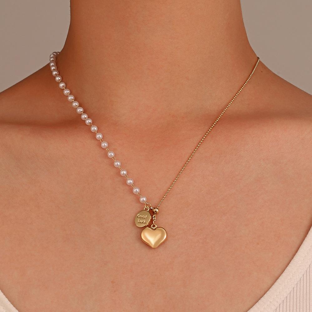 Ins Love Pearl Pull-out Necklace Fashion Light Luxury Niche Design Micro-inlaid Zircon Butterfly Sweater Chain