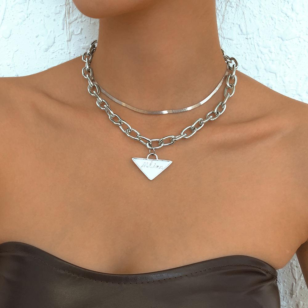 N9315 Jewelry Exaggerated Personality Street Shot Fashion Necklace Metal Texture Drip Oil Necklace Female