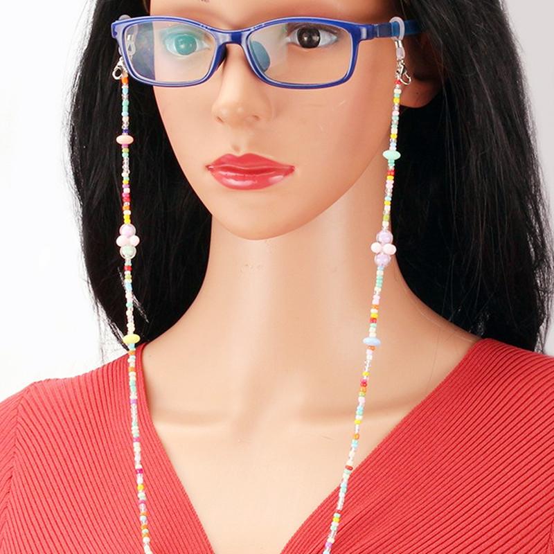 Colorful rice beads gravel decoration imitation pearl mask lanyard anti-slip chain glasses hanging chain