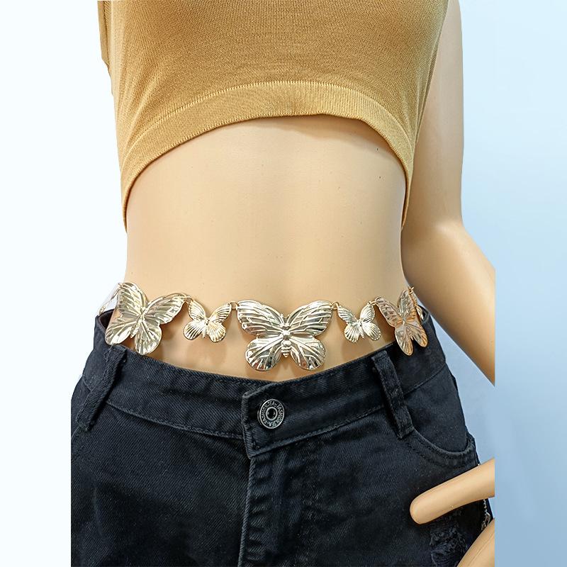 Jewelry punk three-dimensional stitching single-layer butterfly waist chain female simple geometric all-match body chain