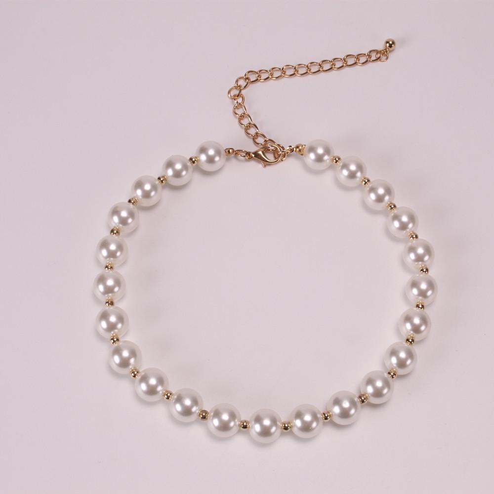 Jewelry Simple Imitation Pearl Geometric Set Necklace Personality Mix and Match CCB Beaded Clavicle Chain