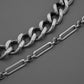 Hip Hop Rock Stainless Steel Double Thick Chain Necklace Titanium Steel Geometric Cuban Chain Exaggerated Domineering Necklace Men