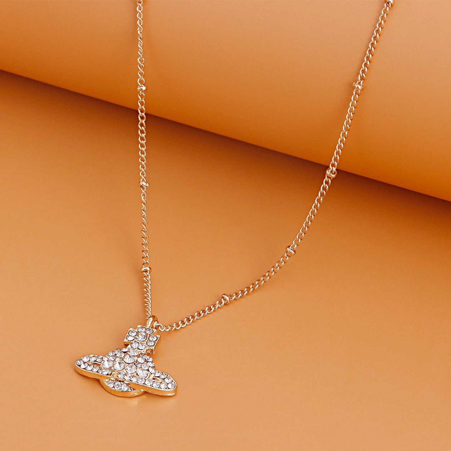 Jewelry Simple Trend Exaggerated Diamond Cosmic Planet Pendant Necklace Female Alloy Personality Necklace