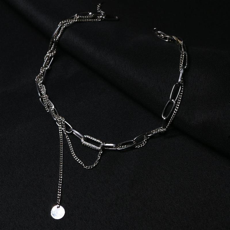 Metal chain necklace female design feeling ins cold collarbone chain net red rhinestone chain necklace trendy girl