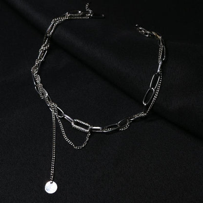 Metal chain necklace female design feeling ins cold collarbone chain net red rhinestone chain necklace trendy girl
