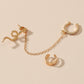 Ins cold and hole-free earrings set retro zircon snake-shaped chain ear clip net red full of diamond animal earrings female