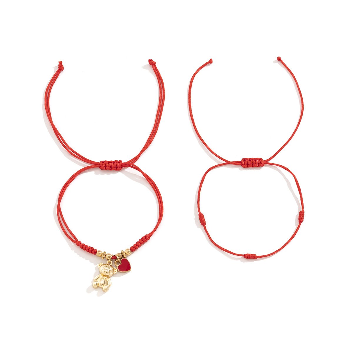 Jewelry simple winding adjustment red rope jewelry female creative braided bead heart-shaped bear bracelet