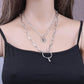 Jewelry Personality Punk Pop Double Layer Necklace Copper Ring Lock Pendant Necklace