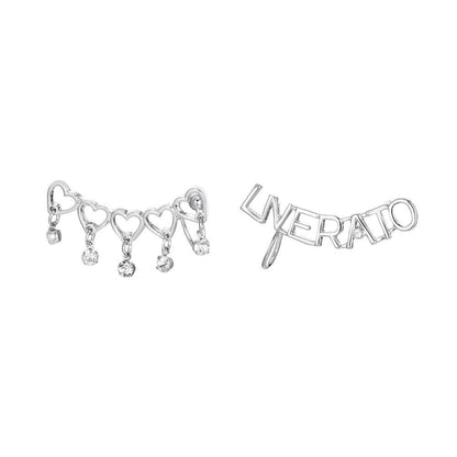 ins chain love ear clip indifferent niche design zircon hollow letter ear hanging without ear hole earrings