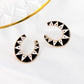Retro Gothic U-shaped earrings hip-hop creative black and white grid horseshoe earrings exaggerated personality dripping oil earrings female