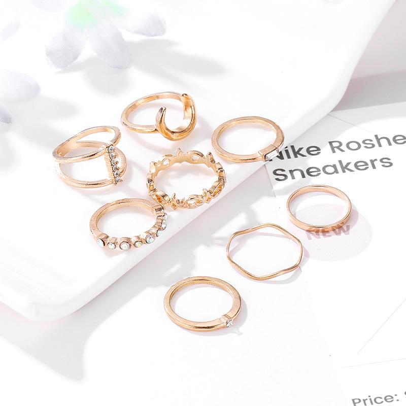 Fashion Diamond Ring Set Creative Moon Combination Ring 11-Piece Set Ring