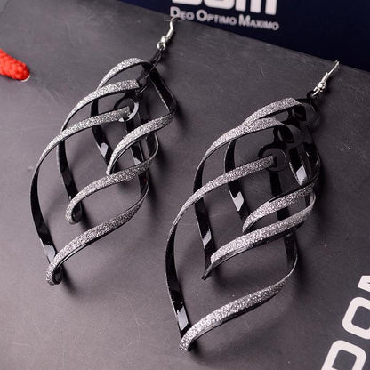 Direct Supply Earrings Exaggerated Retro Earrings Alloy Multi-layer Frosted Spiral Earrings