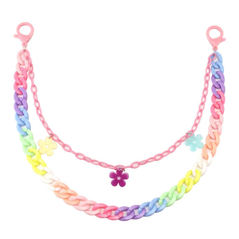 All-match hip-hop flower pants chain ins peach heart decoration color resin hanging chain punk detachable chain