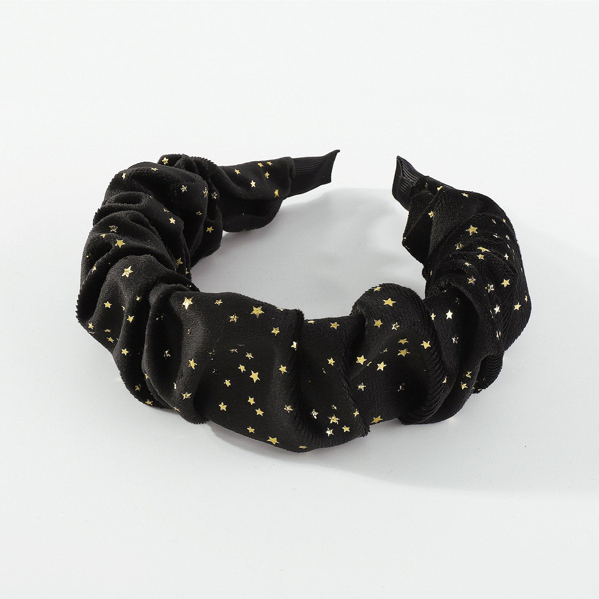 F548 Simple niche retro pleated five-pointed star headband autumn and winter style French temperament flannelette headband hairpin female