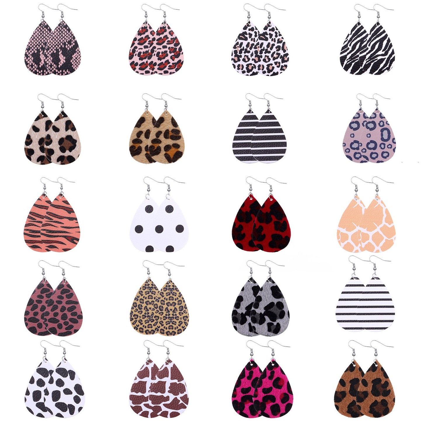 Jewelry Leopard Combination Leather Earrings Female Valentine's Day Fashion PU Earrings