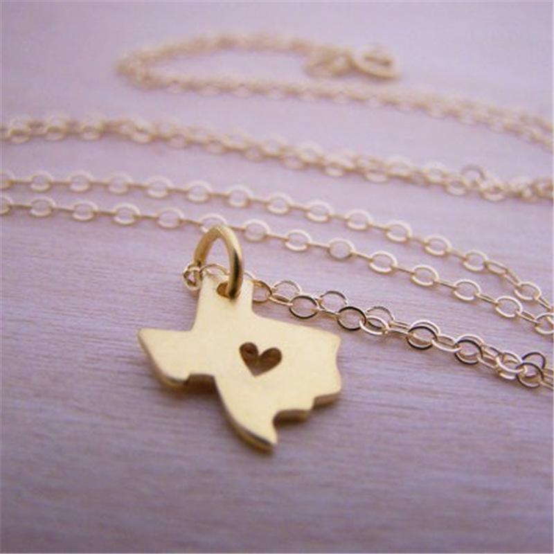 Popular Jewelry Texas Map Necklace Women Pendant Clavicle Chain