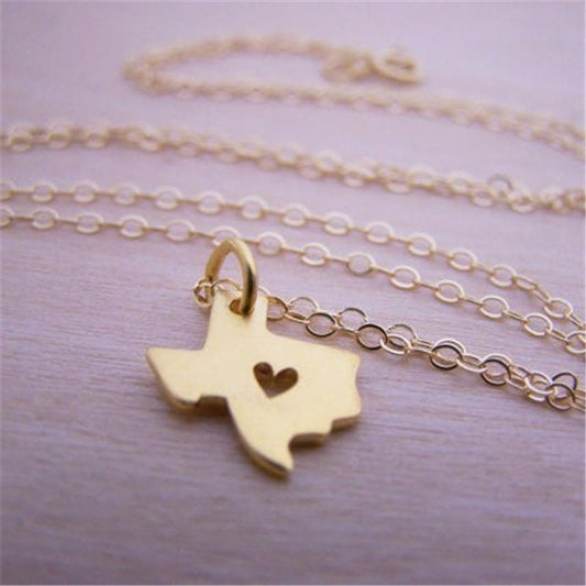Popular Jewelry Texas Map Necklace Women Pendant Clavicle Chain