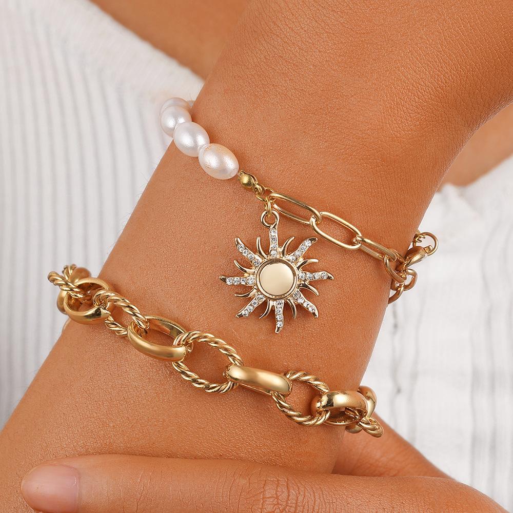 Fashion Trend High Luxury Niche Design Ladies Xiaoxiang Double Layer Sun Pearl Chain Bracelet