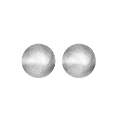 Brushed hemispherical earrings women's French light luxury niche design matte frosted round earrings ins trend