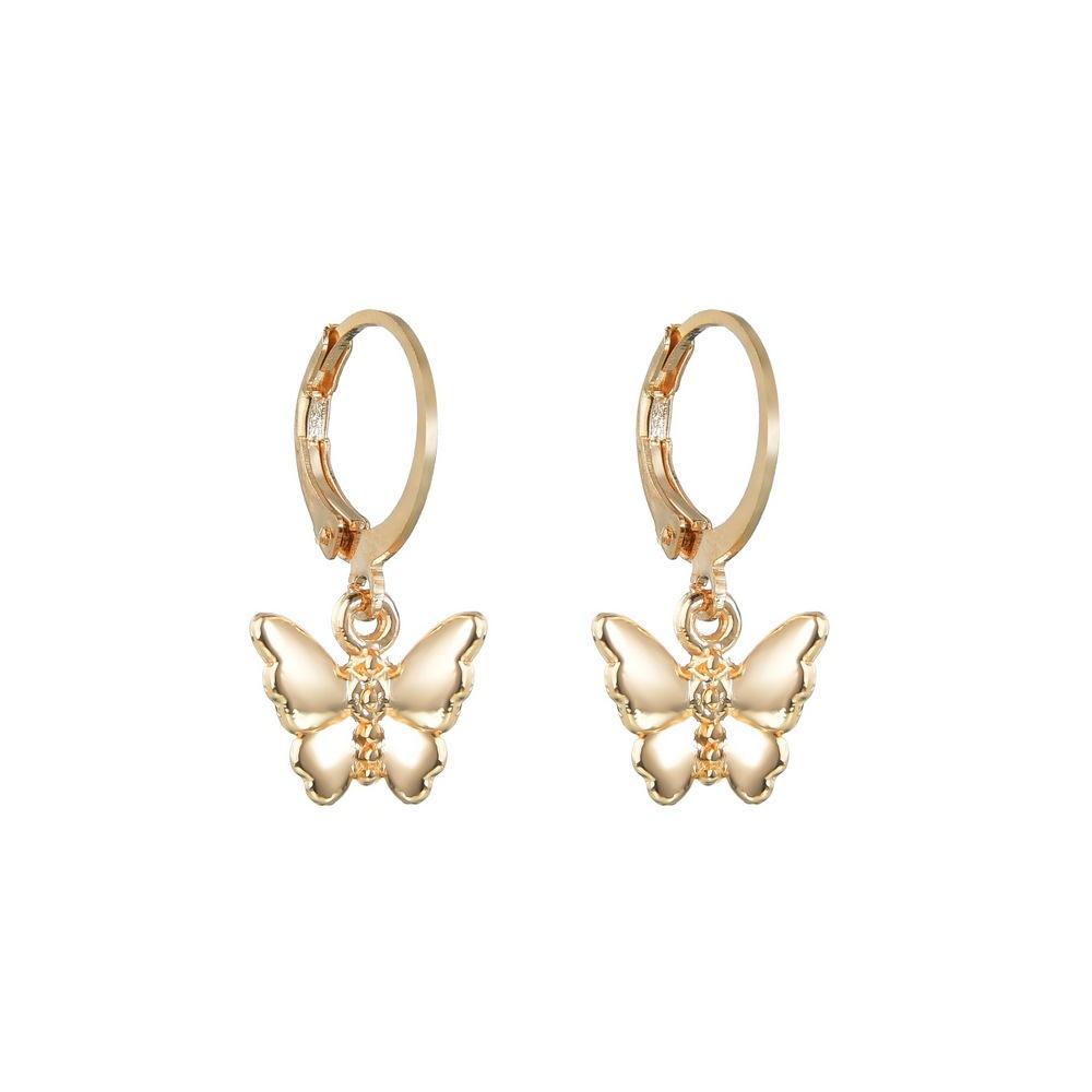 Fashion Gold Butterfly Earrings Trendy Simple Alloy Dangle Earrings Accessories