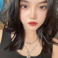 Portrait double-layer necklace indifferent double-layer geometric alloy necklace female ins hip-hop niche clavicle chain female