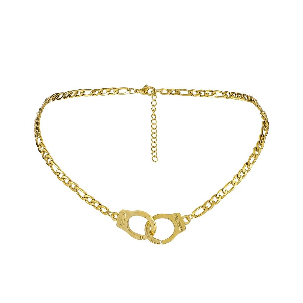 Jewelry ins cold personality hip-hop handcuffs collarbone necklace fashion titanium steel choker necklace