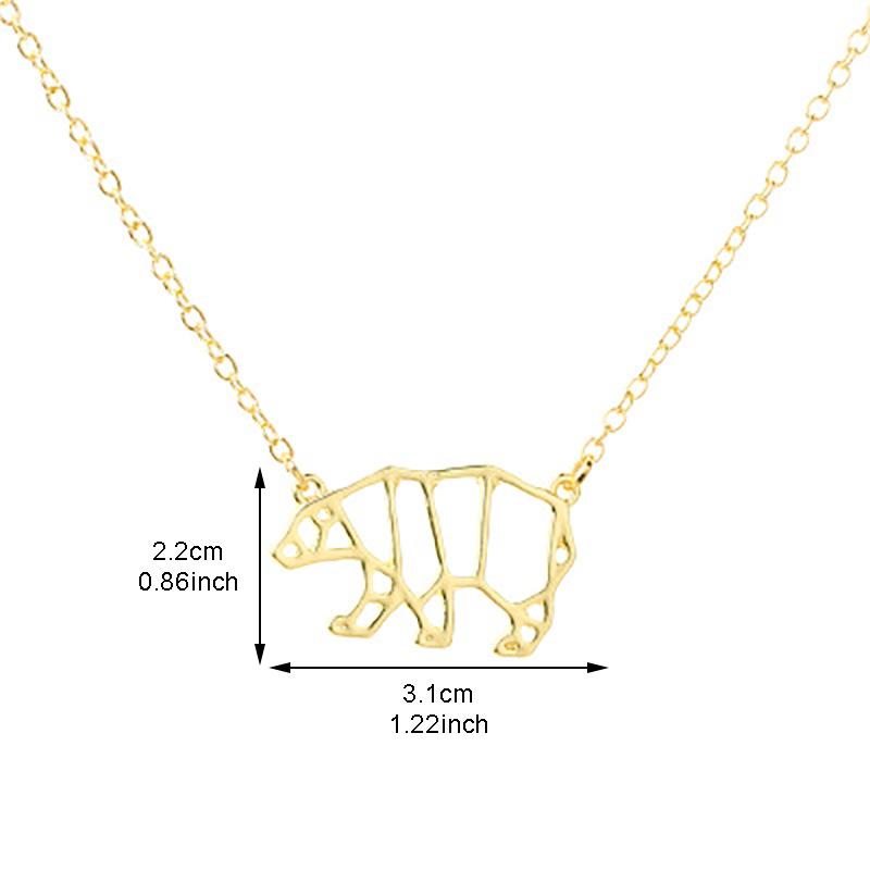 Fashion cute origami hollow bear necklace, all-match alloy animal bear delicate clavicle chain